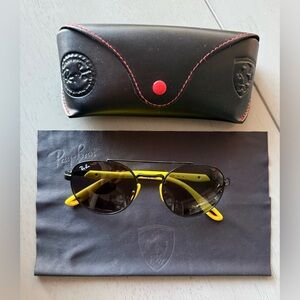 Ray-Ban « Ferrari » Sunglasses with Dark Grey Lens + Yellow arms / nose cushions